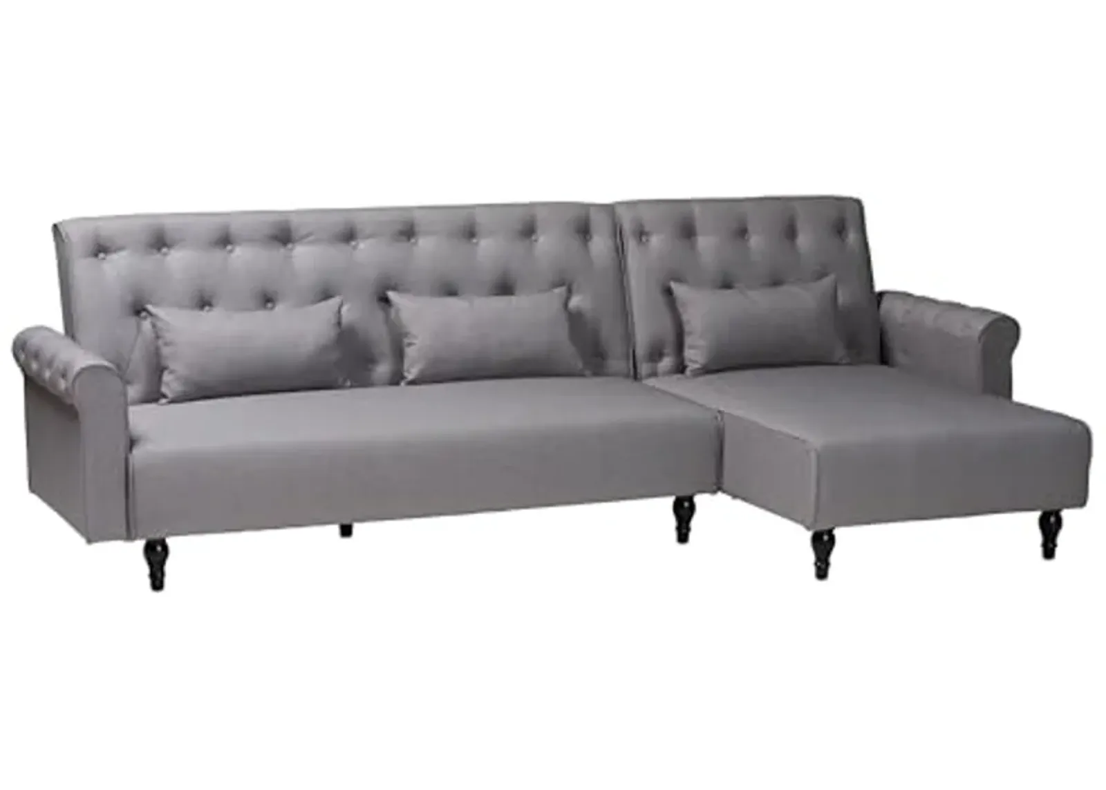 Baxton Studio Chesterfield Convertible Sofa Bed, Slate Grey