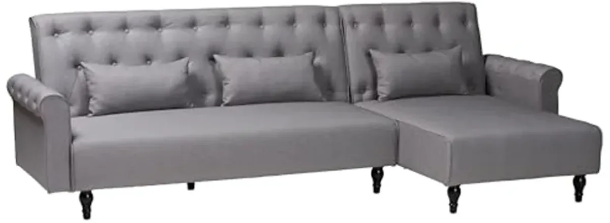 Baxton Studio Chesterfield Convertible Sofa Bed, Slate Grey