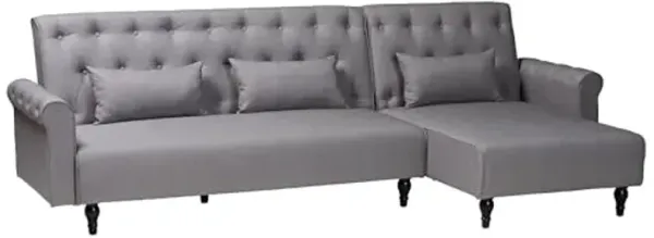 Baxton Studio Chesterfield Retro-Modern Slate Grey Fabric Upholstered Convertible Sofa Bed