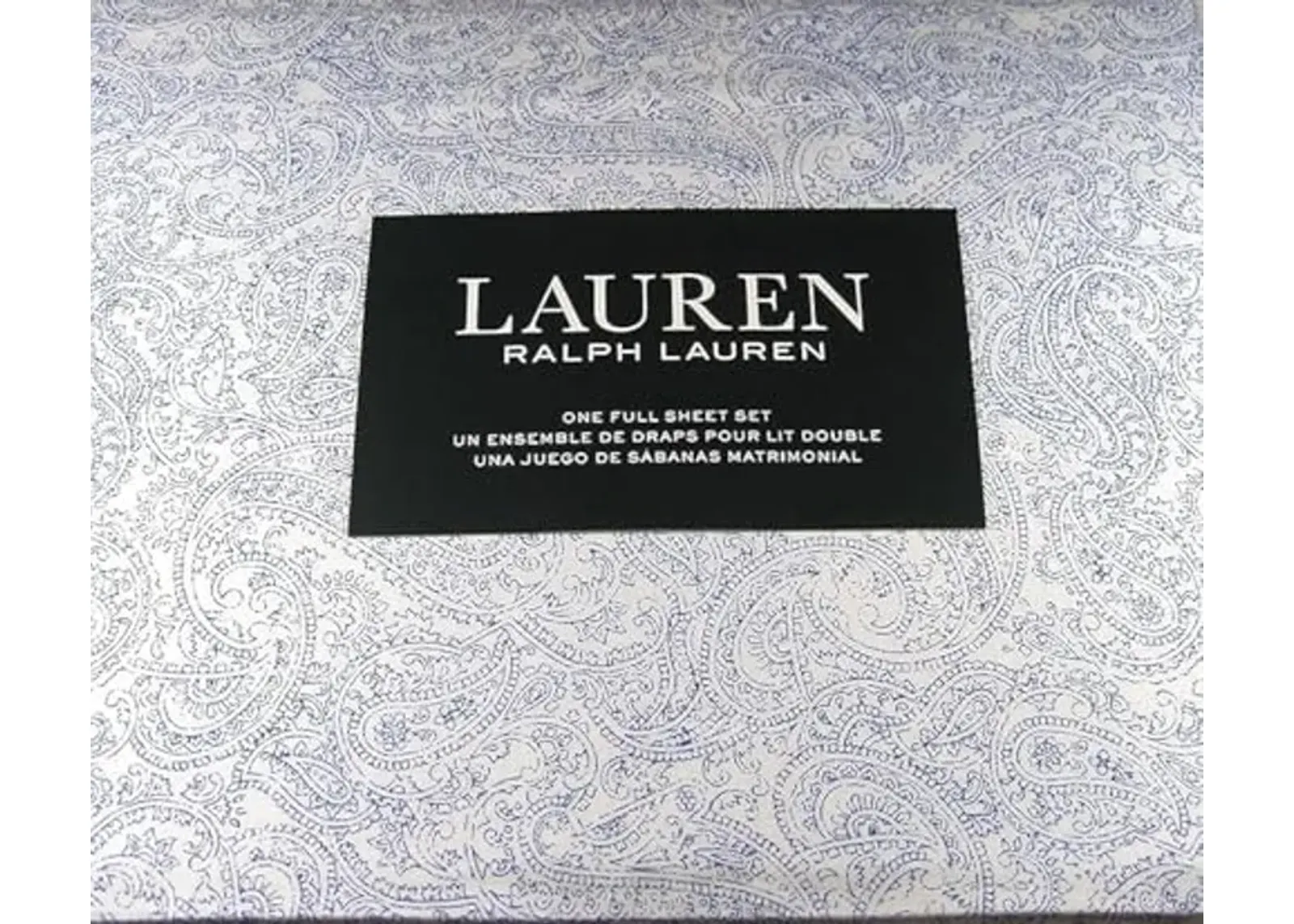 Lauren Ralph Lauren soma Blue Ink Paisley 4P Extra Deep Full Sheet Set Cotton White Ground (Full)