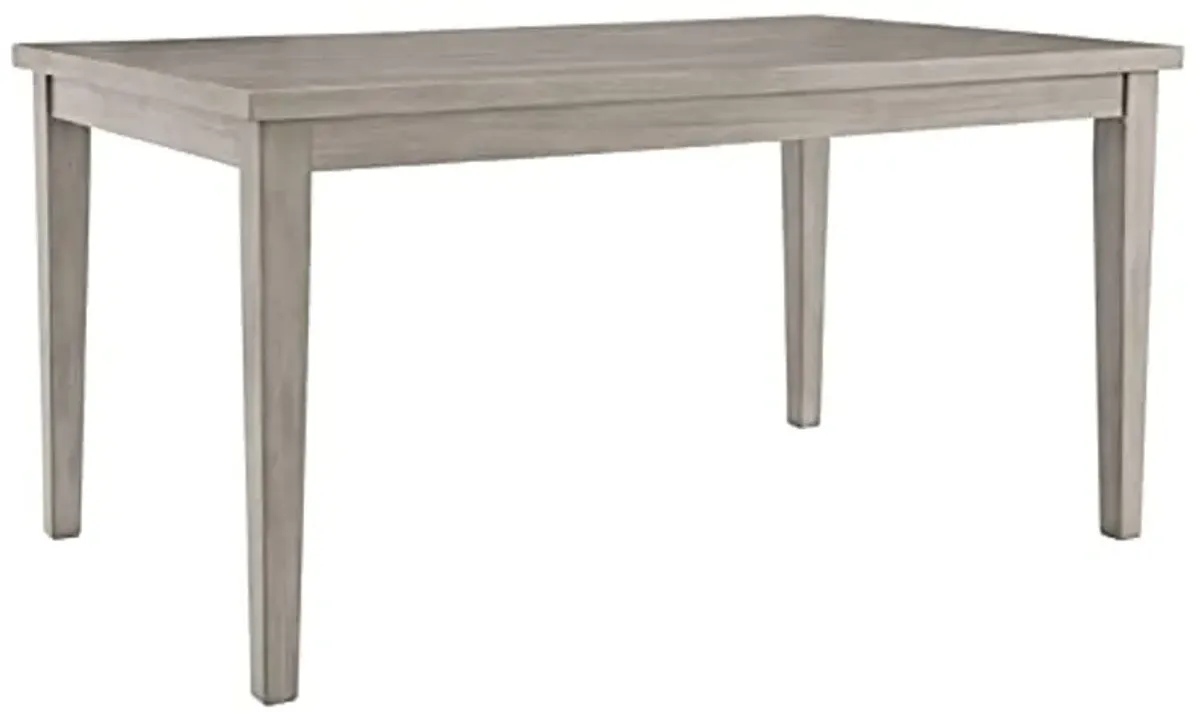 Signature Ashley Modern Farmhouse Rectangular Dining Room Table and Upholstered Storage Bench, Gray and Beige