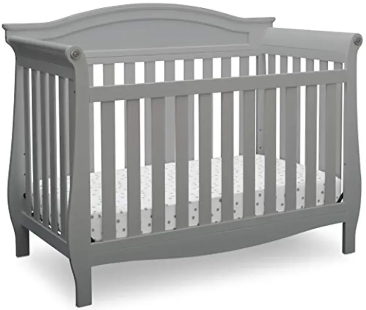 Delta Children Lancaster 4-in-1 Convertible Baby Crib & 3 Drawer Dresser with Changing Top, Grey