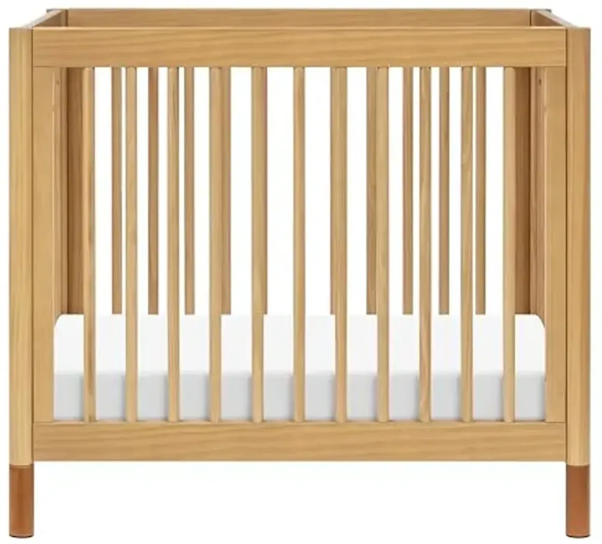 Babyletto Gelato 4-in-1 Convertible Mini Baby Crib, Wooden Toddler Bed, Daybed & Twin Bed Conversion - GREENGUARD Gold Certified - Perfect for Small Spaces - 4 Adjustable Heights, Honey with Vegan Tan