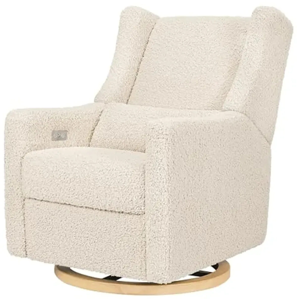 Kiwi Glider Recliner w/Electronic Control and USB | in Almond Teddy Loop w/Light Wood Base, Greenguard Gold Certified