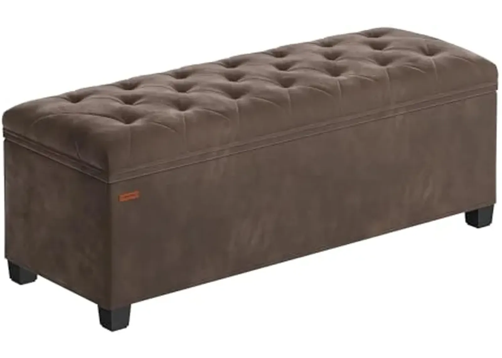 SONGMICS Velvet Storage Ottoman Bench, Foot Rest with Legs, 15.7 x 43 x 15.7 Inches, End of Bed Bench, Storage Chest, Load up to 660 lb, for Living Room, Bedroom, Entryway, Walnut Brown ULSF089K01