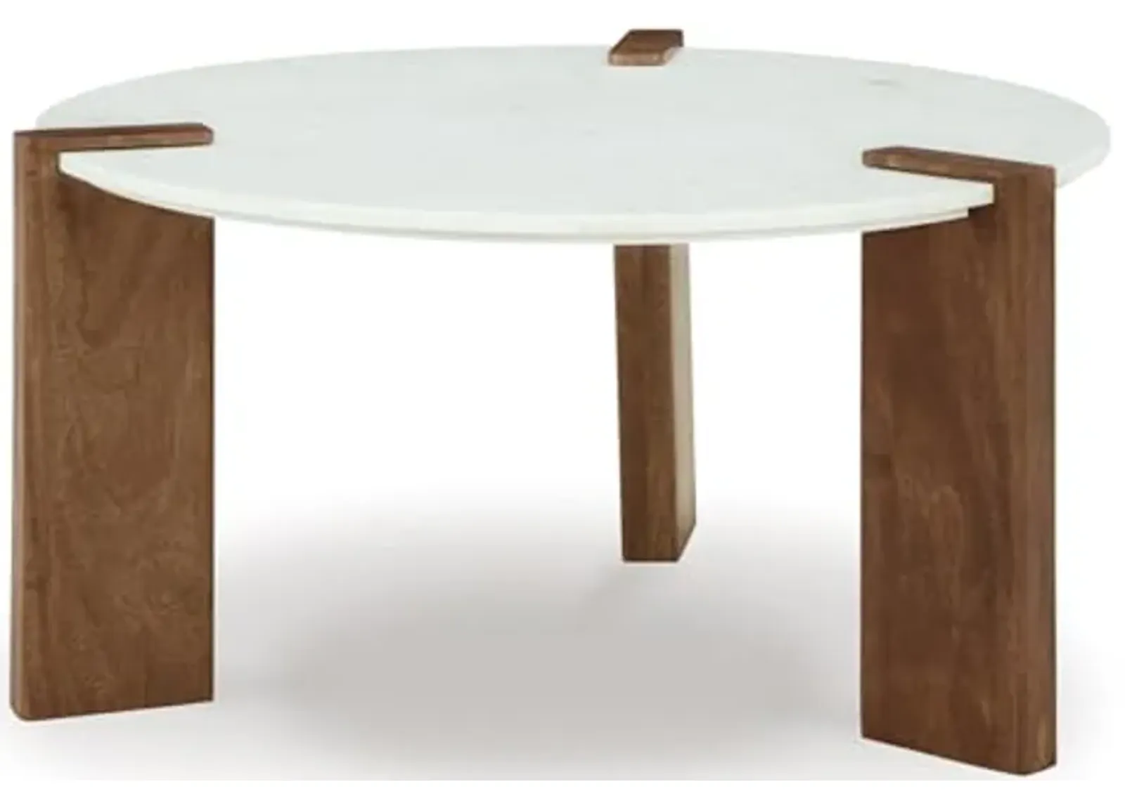 Signature Design by Ashley Isanti Modern Coffee Table with Marble Top, White & Light Brown