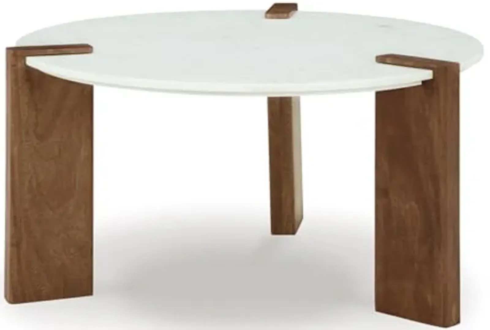 Signature Design by Ashley Isanti Modern Coffee Table with Marble Top, White & Light Brown