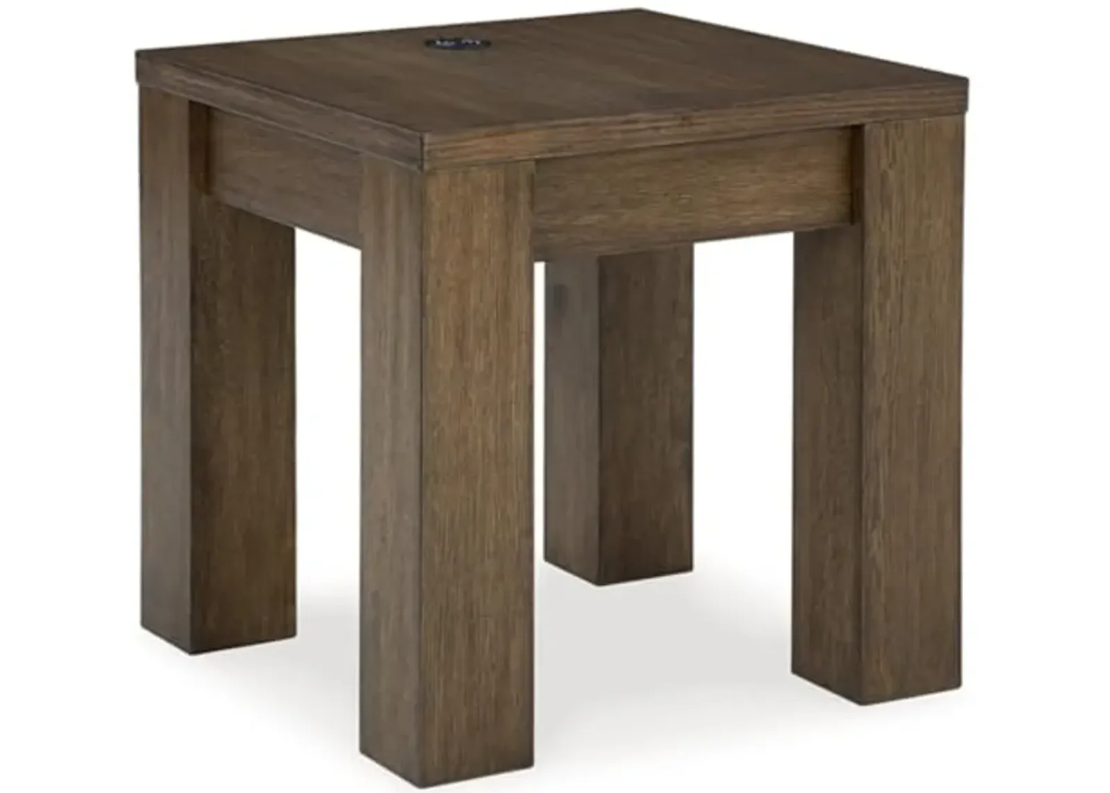 Signature Design by Ashley Rosswain Casual End Table with Wireless Charging and Straight Legs, Dark Brown