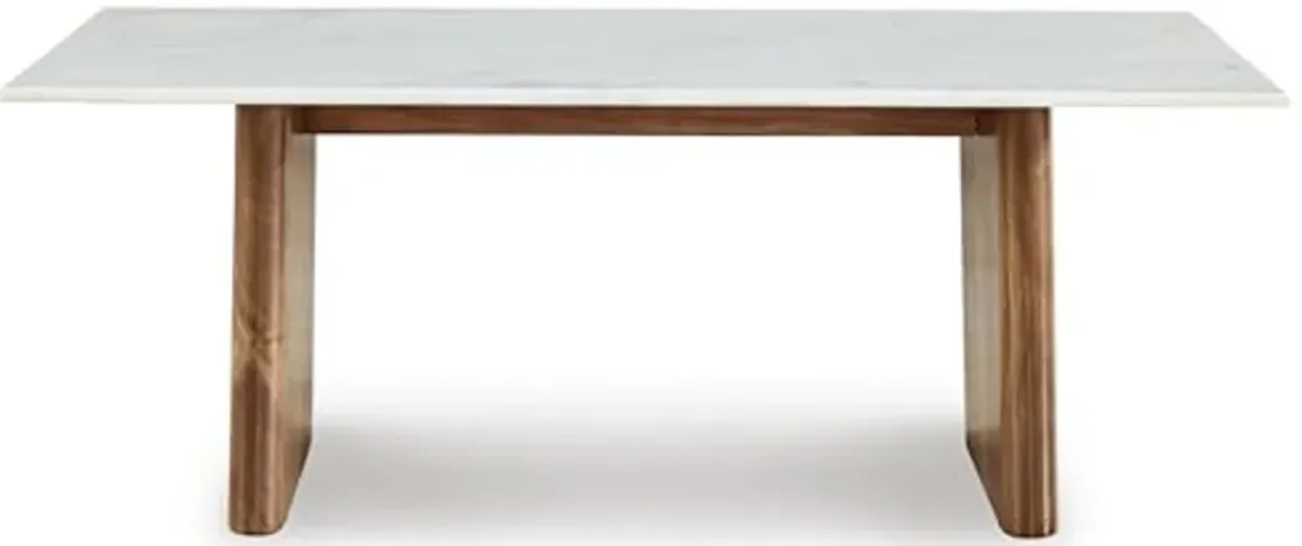 Signature Design by Ashley Isanti Modern Coffee Table with Marble Top, White & Light Brown