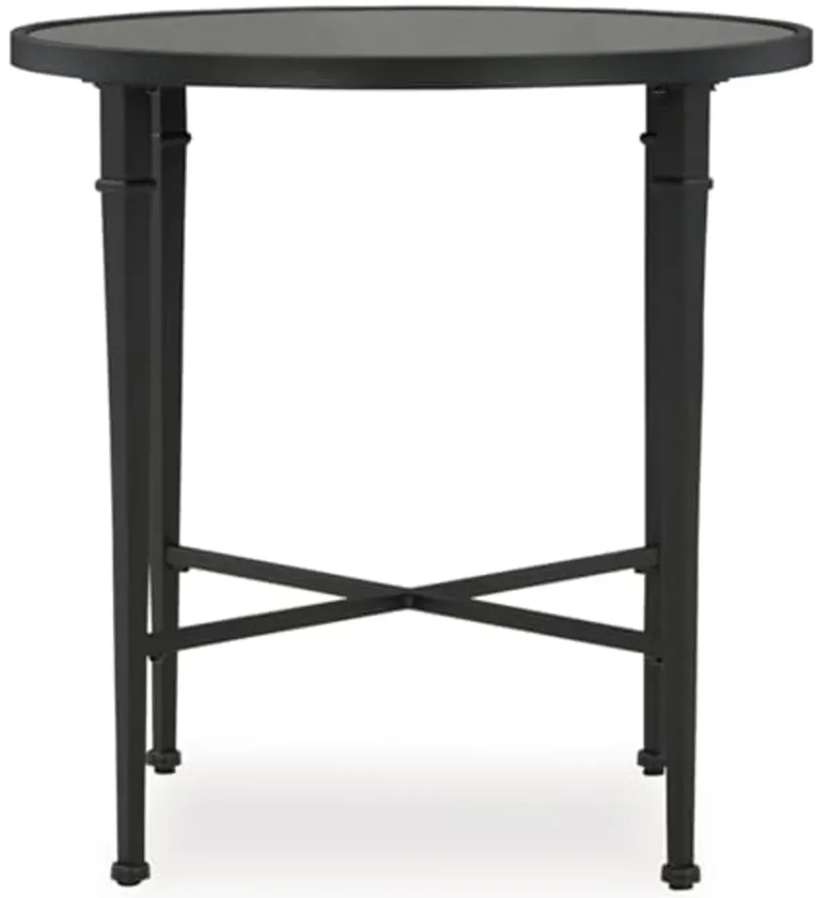 Signature Design by Ashley Cadeburg Industrial Mirrored-Tabletop Accent Table with Antiqued Finish, Black