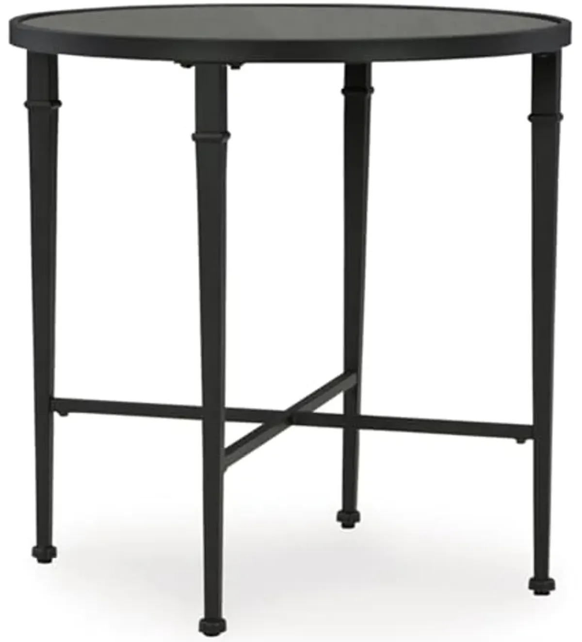 Signature Design by Ashley Cadeburg Industrial Mirrored-Tabletop Accent Table with Antiqued Finish, Black