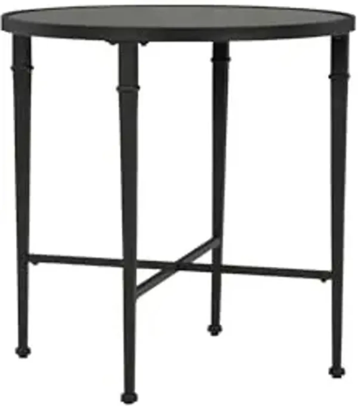 Signature Design by Ashley Cadeburg Industrial Mirrored-Tabletop Accent Table with Antiqued Finish, Black