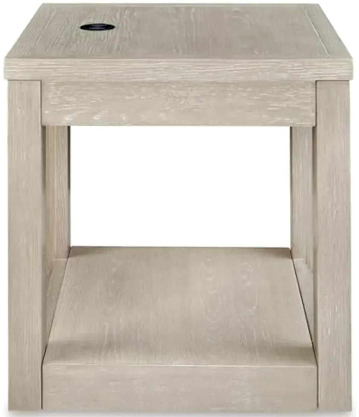 Signature Design by Ashley Marxhart Transitional End Table with Lower Shelf and Wireless Charging, Light Brown