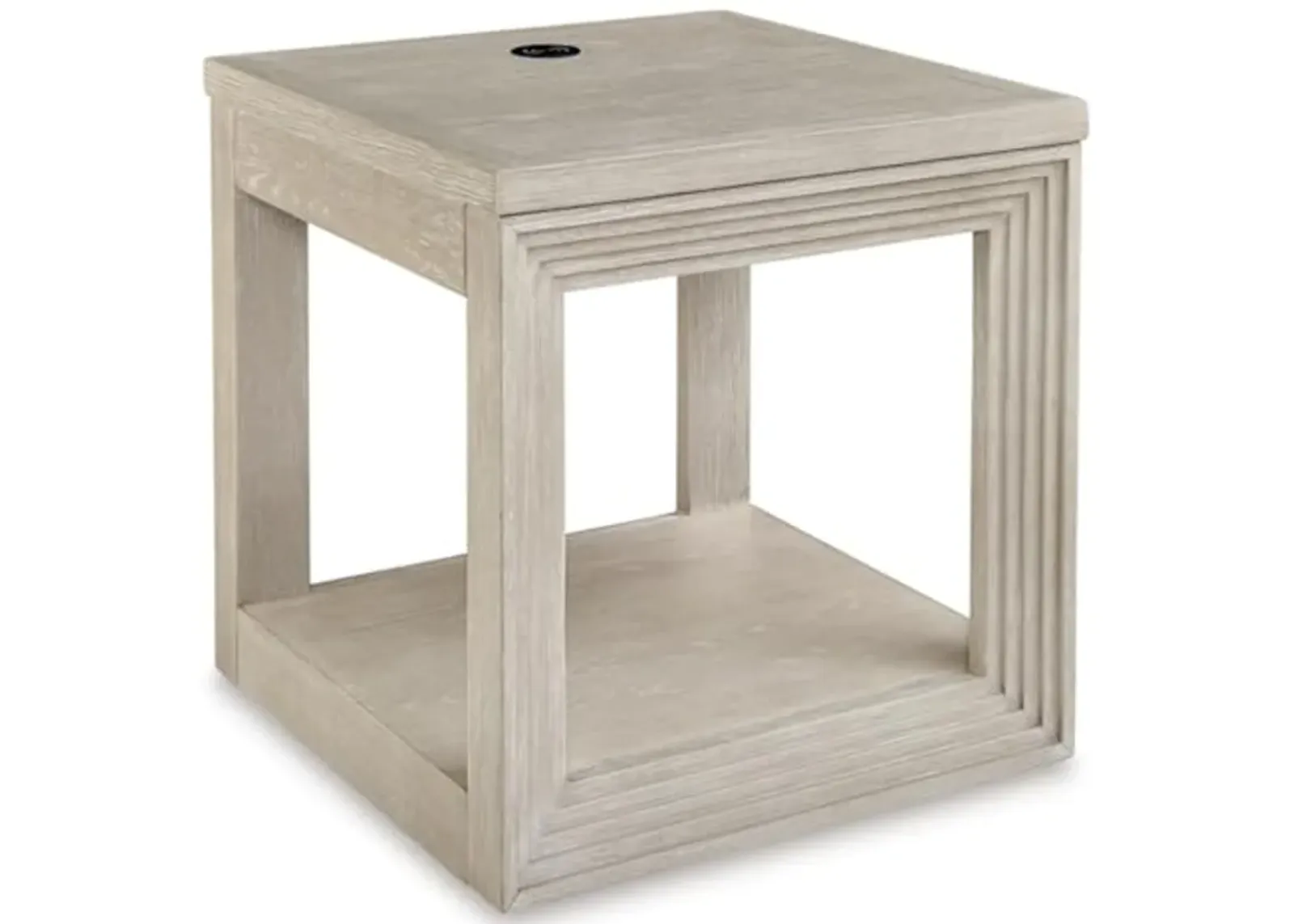 Signature Design by Ashley Marxhart Transitional End Table with Lower Shelf and Wireless Charging, Light Brown