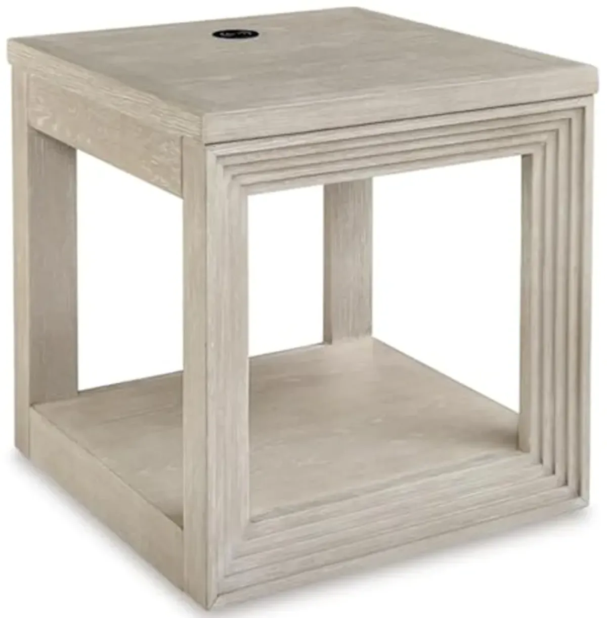 Signature Design by Ashley Marxhart Transitional End Table with Lower Shelf and Wireless Charging, Light Brown