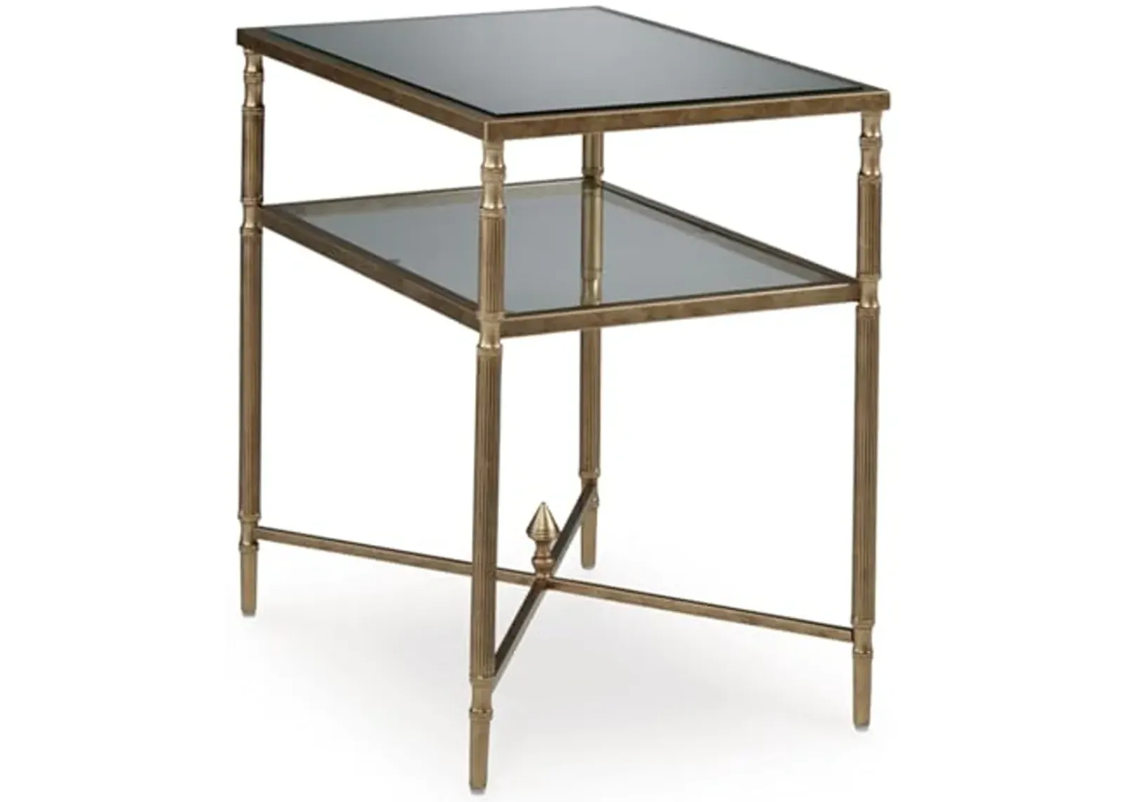 Signature Design by Ashley Cloverty Industrial Mirror-Tabletop End Table with Round Legs and Glass Shelf, Metallic