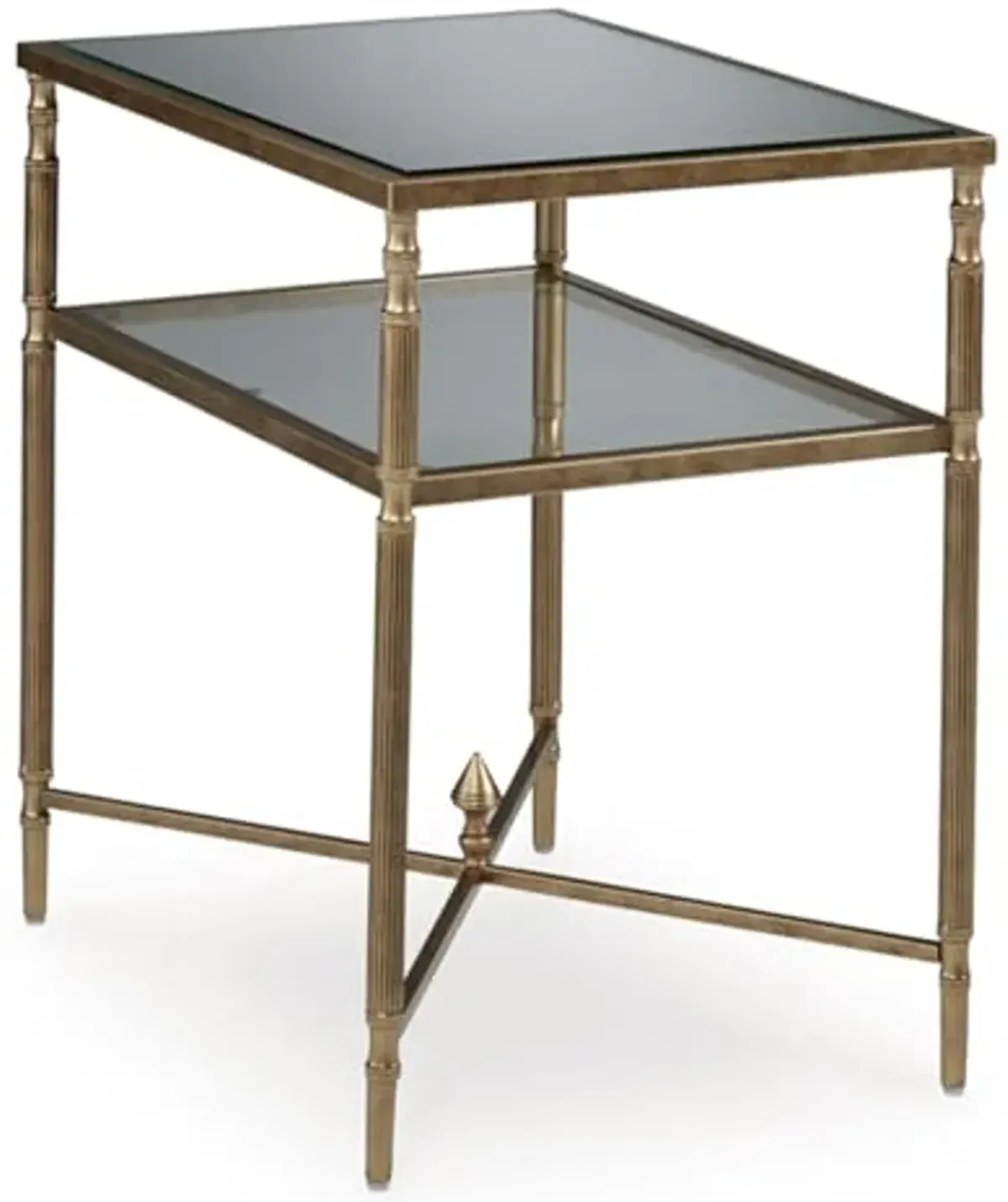 Signature Design by Ashley Cloverty Industrial Mirror-Tabletop End Table with Round Legs and Glass Shelf, Metallic