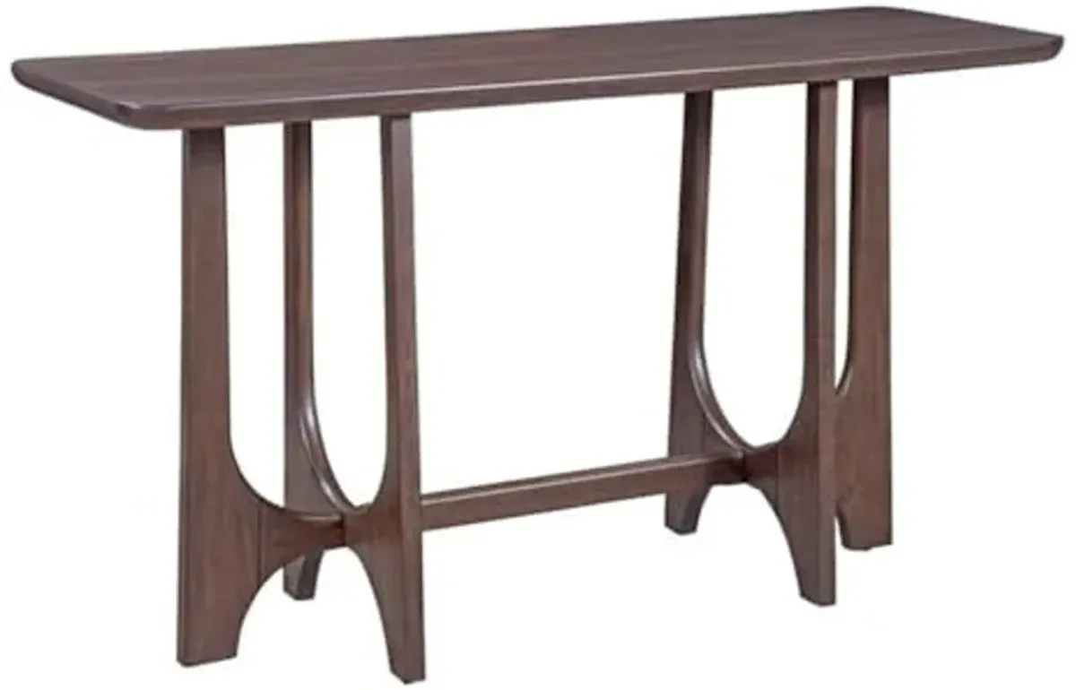 Bassett Mirror Company Dunnigan Console in Antique Brown Oak Finished Wood