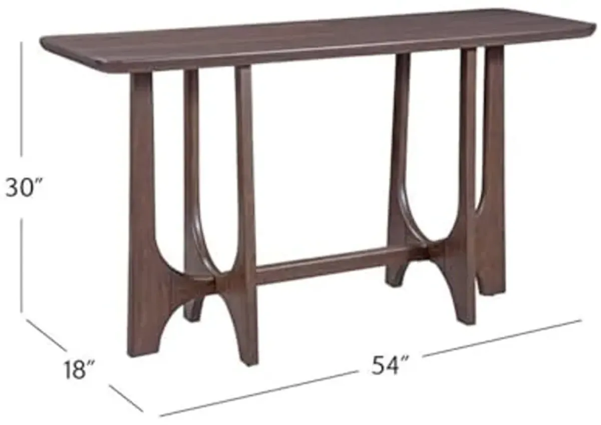 Bassett Mirror Company Dunnigan Console in Antique Brown Oak Finished Wood