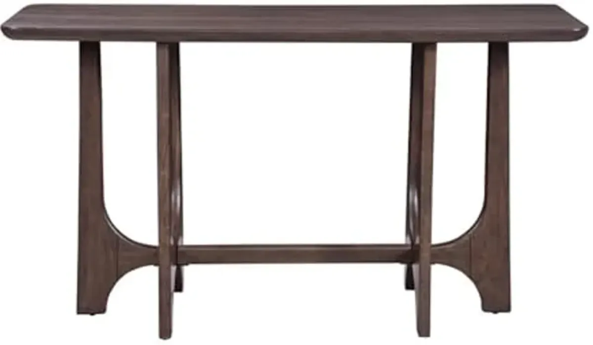 Bassett Mirror Company Dunnigan Console in Antique Brown Oak Finished Wood