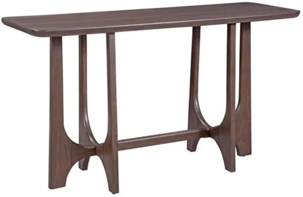 Bassett Mirror Company Dunnigan Console in Antique Brown Oak Finished Wood