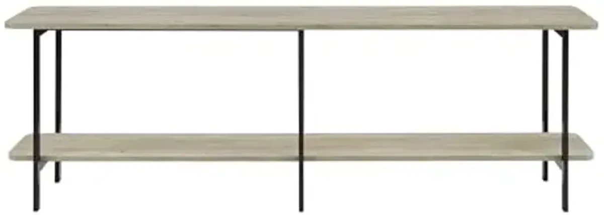 Manhattan Comfort Celine 70.87" Modern Console Table for Entryway, Living Room, Home Office with 2-Tier Design, Carbon Steel Legs, Versatile TV Stand for up to 60" Televisions, Rustic Grey