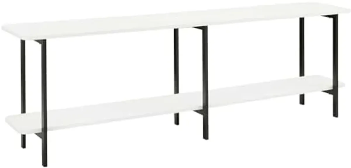 Manhattan Comfort Celine 70.87" Modern Console Table for Entryway, Living Room, Home Office with 2-Tier Design, Carbon Steel Legs, Versatile TV Stand for up to 60" Televisions, 0, White