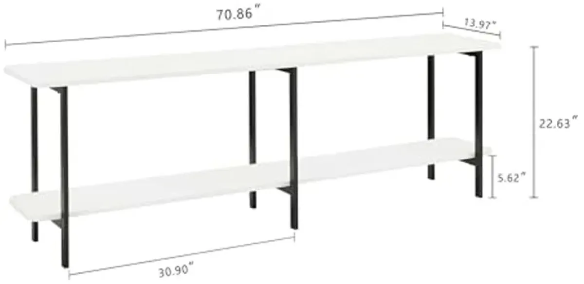 Manhattan Comfort Celine 70.87" Modern Console Table for Entryway, Living Room, Home Office with 2-Tier Design, Carbon Steel Legs, Versatile TV Stand for up to 60" Televisions, 0, White