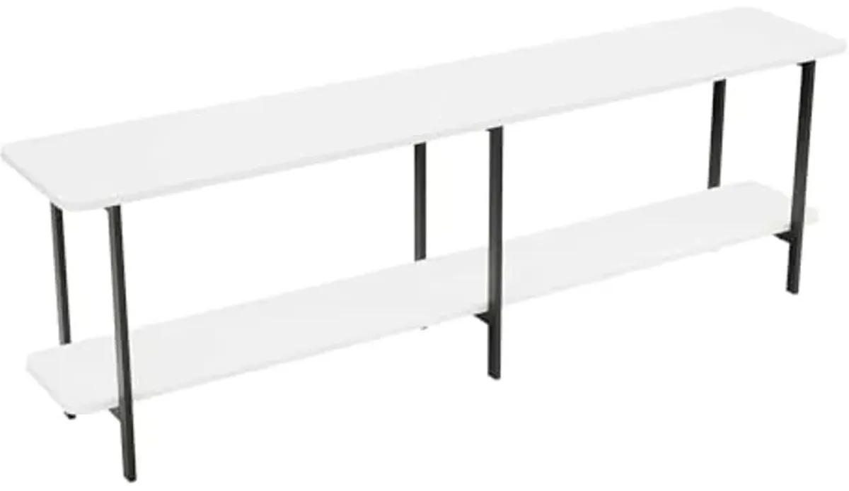 Manhattan Comfort Celine 70.87" Modern Console Table for Entryway, Living Room, Home Office with 2-Tier Design, Carbon Steel Legs, Versatile TV Stand for up to 60" Televisions, 0, White