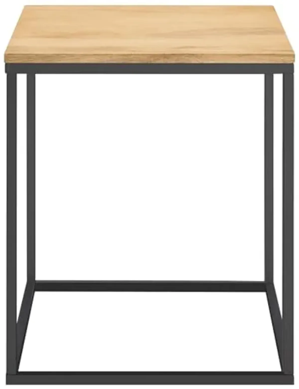 Modway Zora Modern Wood Metal Square Side Table in Oak - Industrial Rustic End Table with Metal Base - Small Square Accent Table or Bedside Table - Plant Stand Indoor