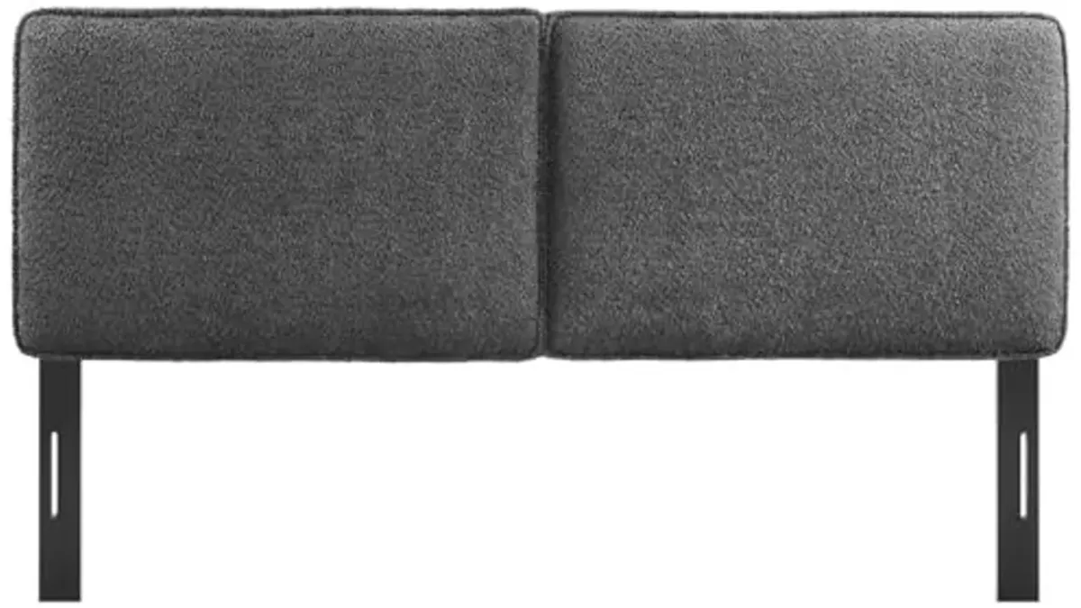 Modway Lindee Queen Size Upholstered Headboard with Sage Boucle Fabric - Modern Fabric Queen Headboard with Height-Adjustable Mounting Positions - Padded Pillow Style