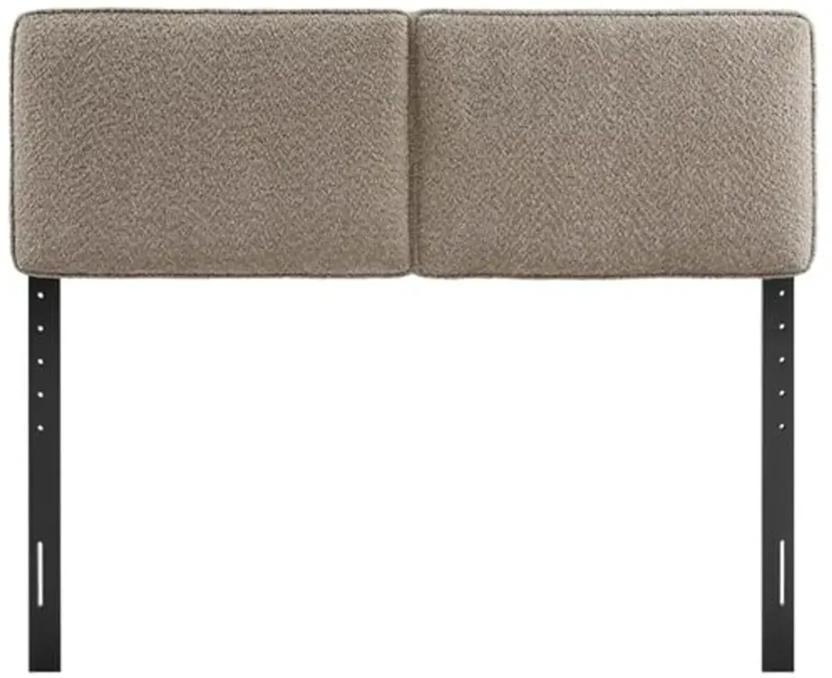 Modway Lindee Queen Size Upholstered Headboard with Cream Boucle Fabric - Modern Fabric Queen Headboard with Height-Adjustable Mounting Positions - Padded Pillow Style