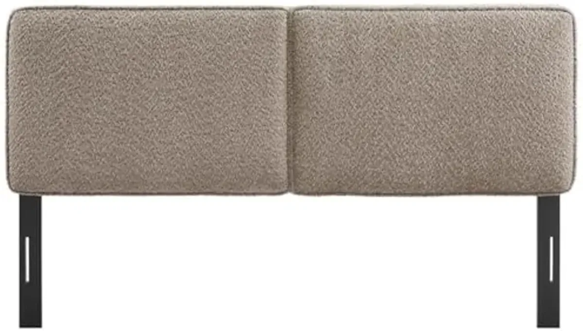 Modway Lindee Queen Size Upholstered Headboard with Cream Boucle Fabric - Modern Fabric Queen Headboard with Height-Adjustable Mounting Positions - Padded Pillow Style