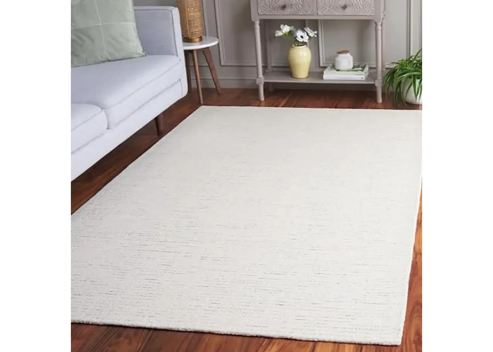 SAFAVIEH Abstract Collection Area Rug - 6' x 9', Ivory & Sage, Handmade Wool, Ideal for Living Room, Bedroom, Dining Room (ABT471A-6)