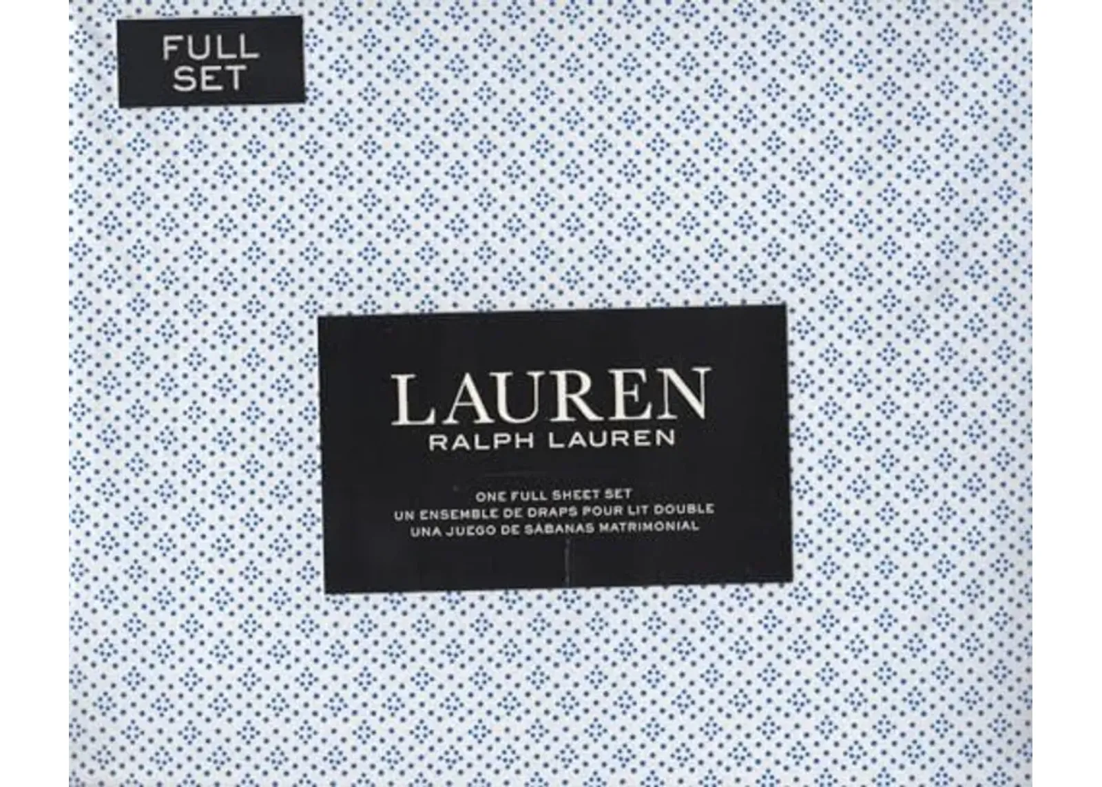 Lauren Ralph Lauren Blue dots 4 pc Full Sheet Set Blue on White