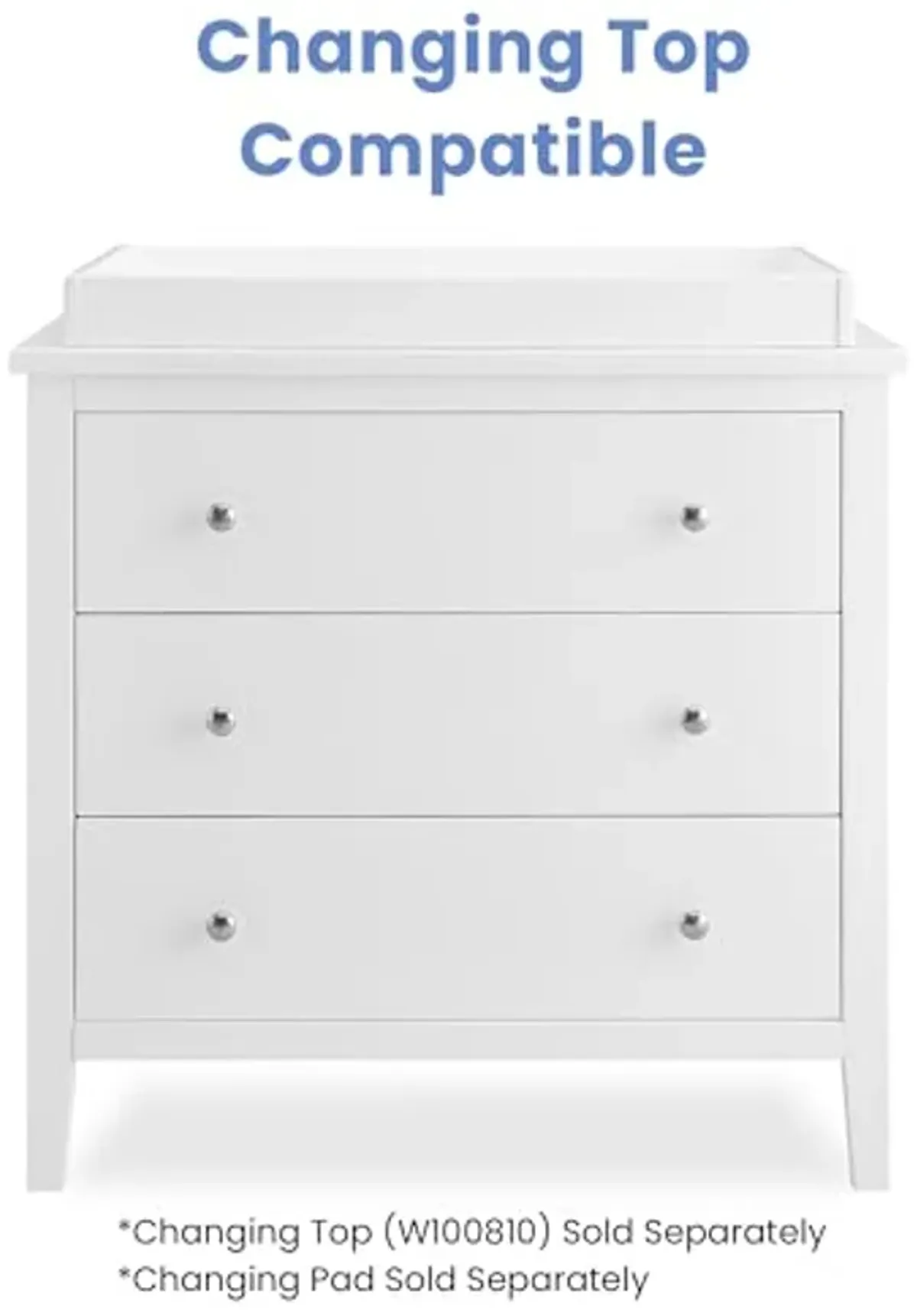 Delta Children Campbell 3 Drawer Dresser with Interlocking Drawers, Bianca White