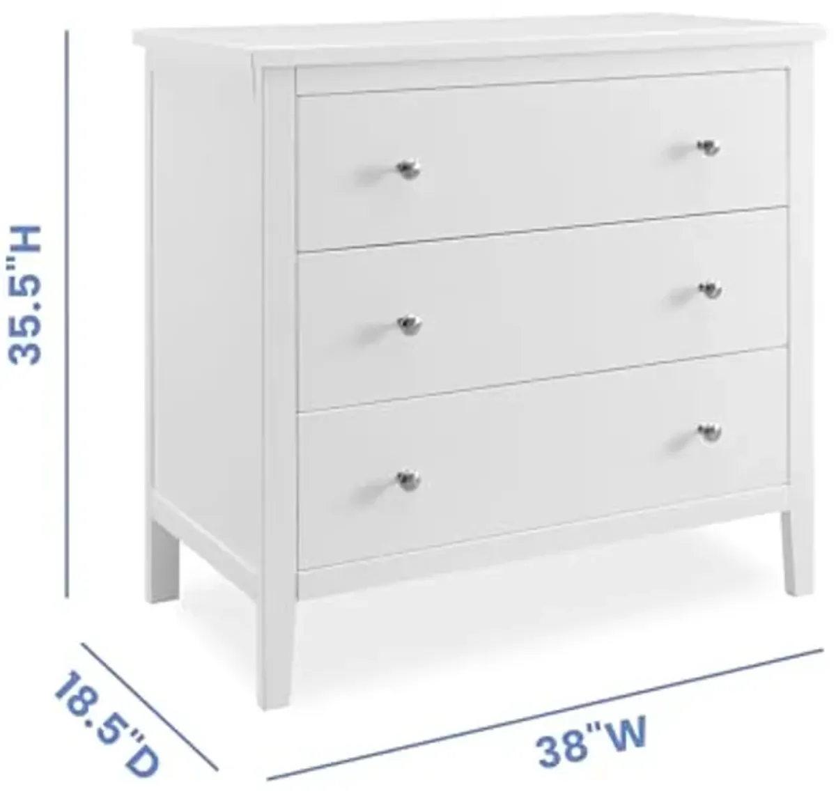 Delta Children Campbell 3 Drawer Dresser with Interlocking Drawers, Bianca White