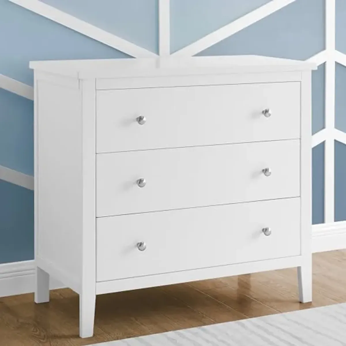 Delta Children Campbell 3 Drawer Dresser with Interlocking Drawers, Bianca White