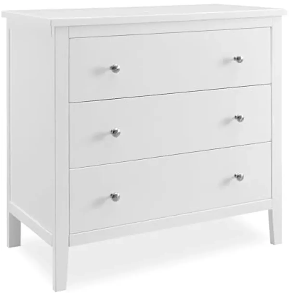 Delta Children Campbell 3 Drawer Dresser with Interlocking Drawers, Bianca White