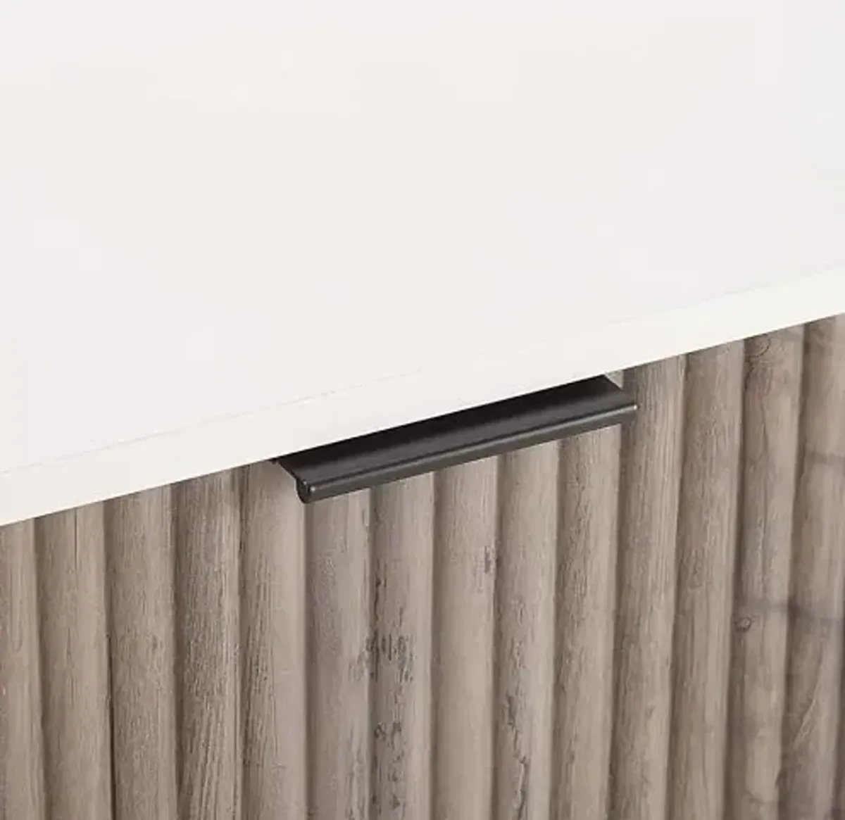 Manhattan Comfort Dumbo 3-Piece Modern Dresser Drawer and Nightstand Set, Tall and Double - Vertical Ribbed Design - No Tool Assembly Storage for Bedroom & Living Room, White/Grey