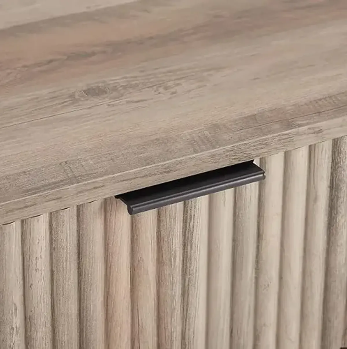 Manhattan Comfort Dumbo 3-Piece Modern Dresser Drawer and Nightstand Set, Tall and Double - Vertical Ribbed Design - No Tool Assembly Storage for Bedroom & Living Room, Rustic Grey