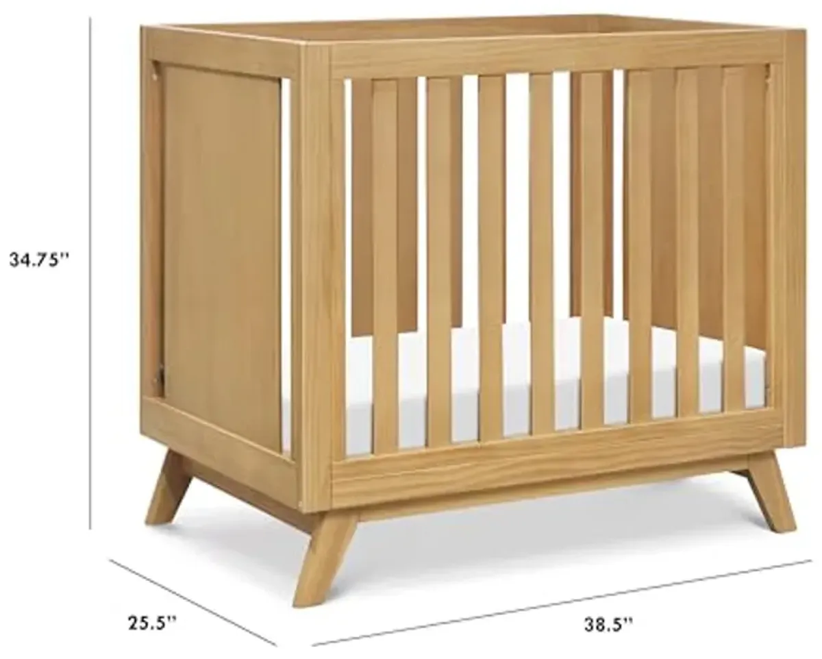 DaVinci Otto 3-in-1 Convertible Mini Crib with 4" Mattress in Honey, GREENGUARD Gold Certified