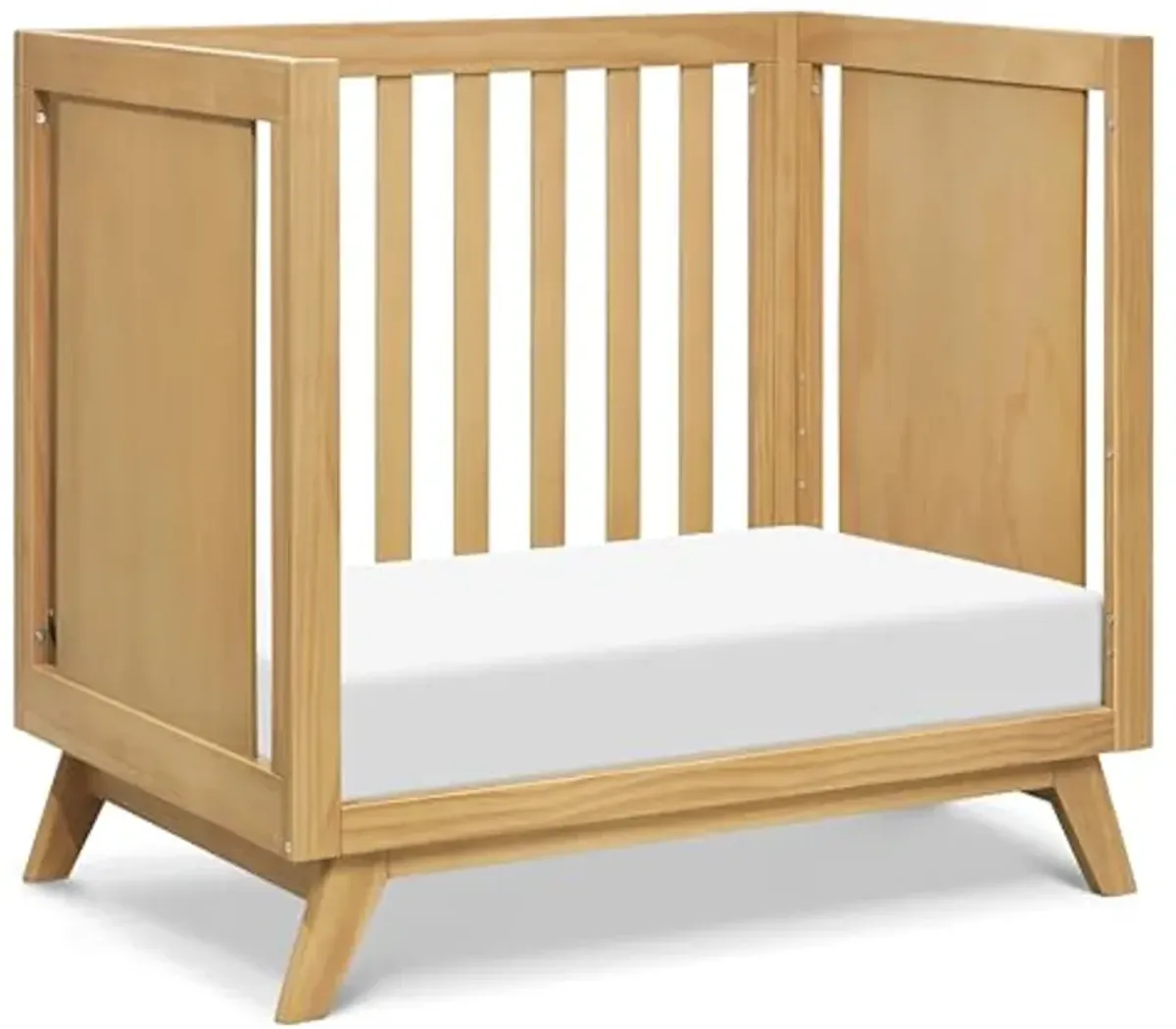 DaVinci Otto 3-in-1 Convertible Mini Crib with 4" Mattress in Honey, GREENGUARD Gold Certified