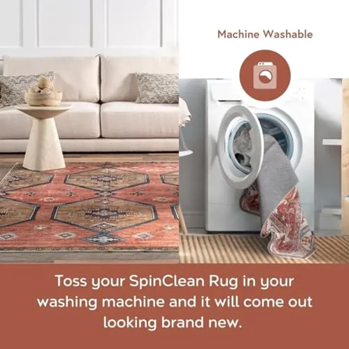 Nuloom SpinClean Khaleesi Light Grey/Cream, 8' x 10', Vintage, Soft and Cozy, High Traffic, Stain Resistant, Easy Clean, Durable, Machine Washable Area Rug for Bedroom, Living Room, Dining, Entryway