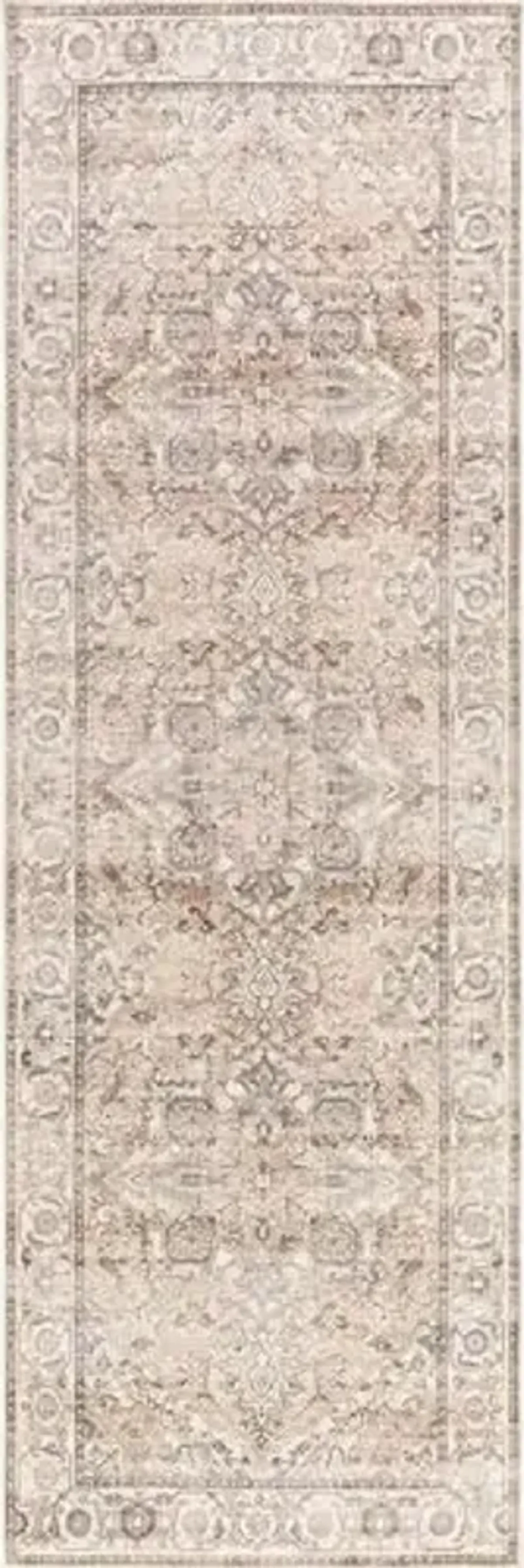 nuLOOM 2'6" x 8' Green Haven Collection Indoor Area Rug, Recycled Cotton, Machine Washable, Stitched Edging, Flat Woven, Mylah Beige