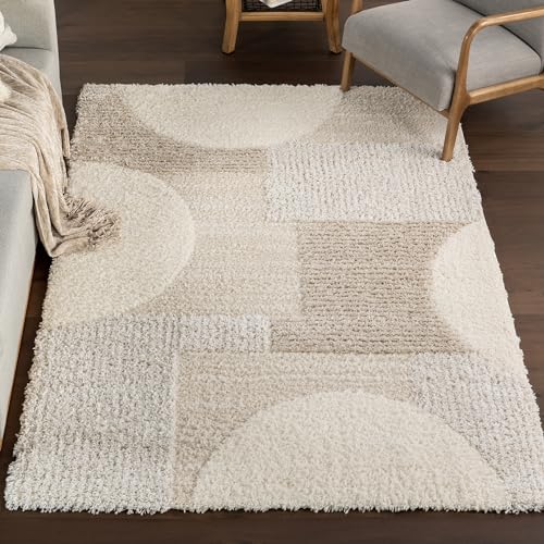 nuLOOM Ailani Modern Geometric Area Rug - 4x6 Area Rug Modern Beige/Cream Rugs for Living Room Bedroom Dining Room Kitchen