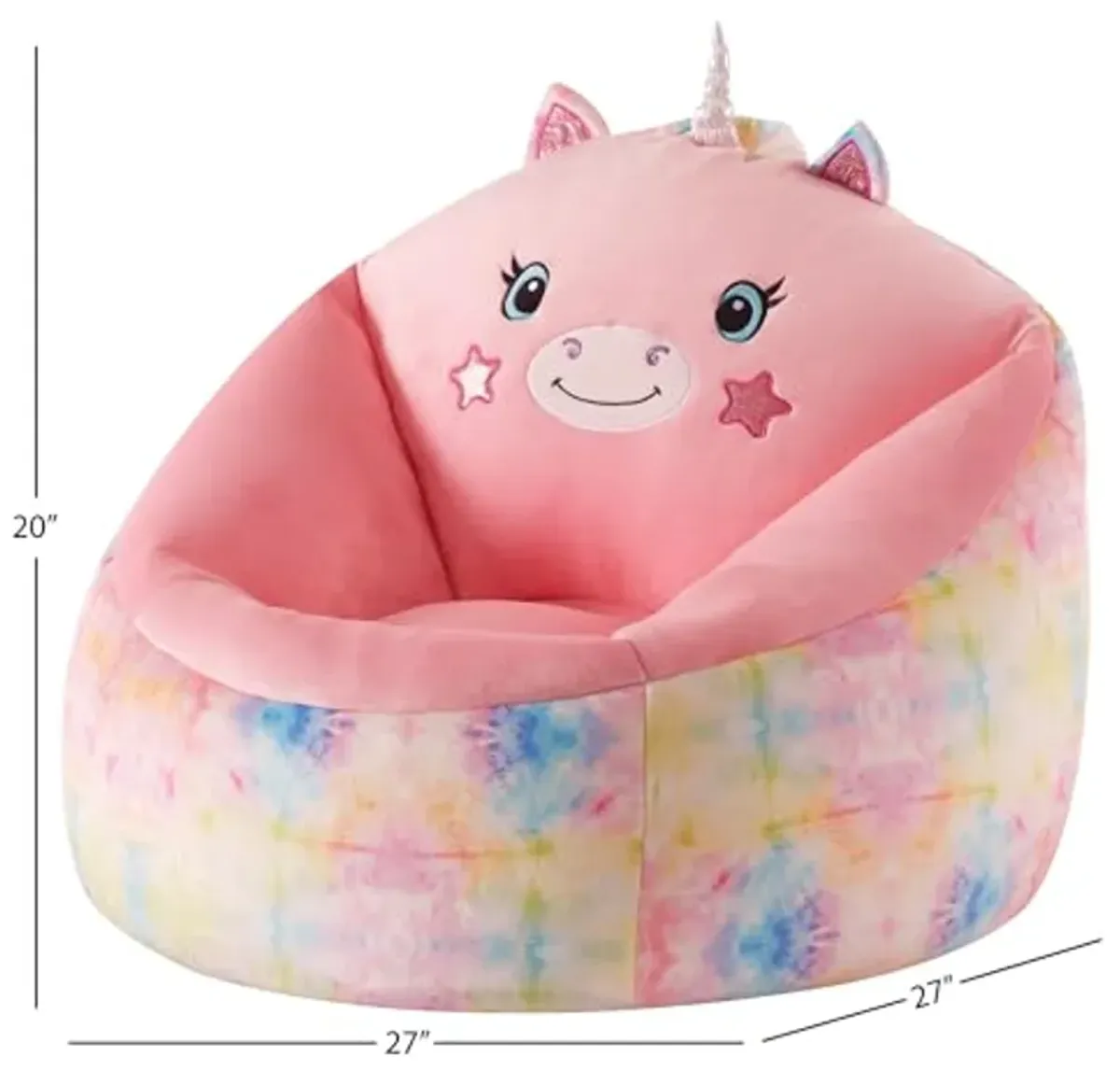 Heritage Kids Micromink Squishy Bean Bag Chair for Kids Ages 3+, Figural Unicorn