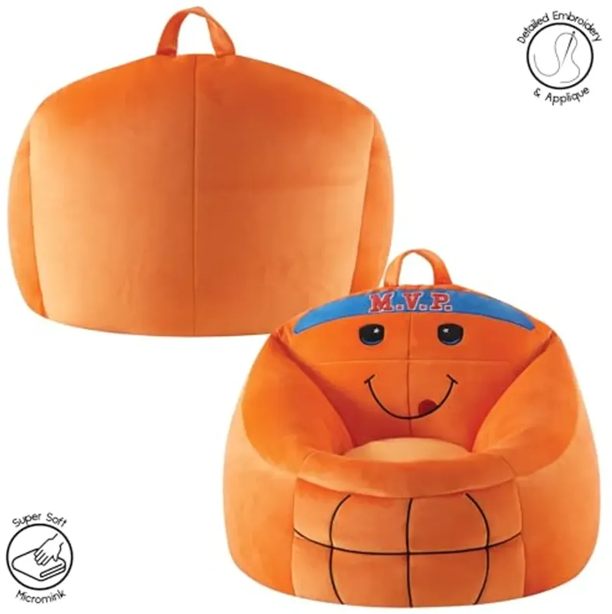 Heritage Kids Micromink Squishy Bean Bag Chair for Kids Ages 3+, Basketball