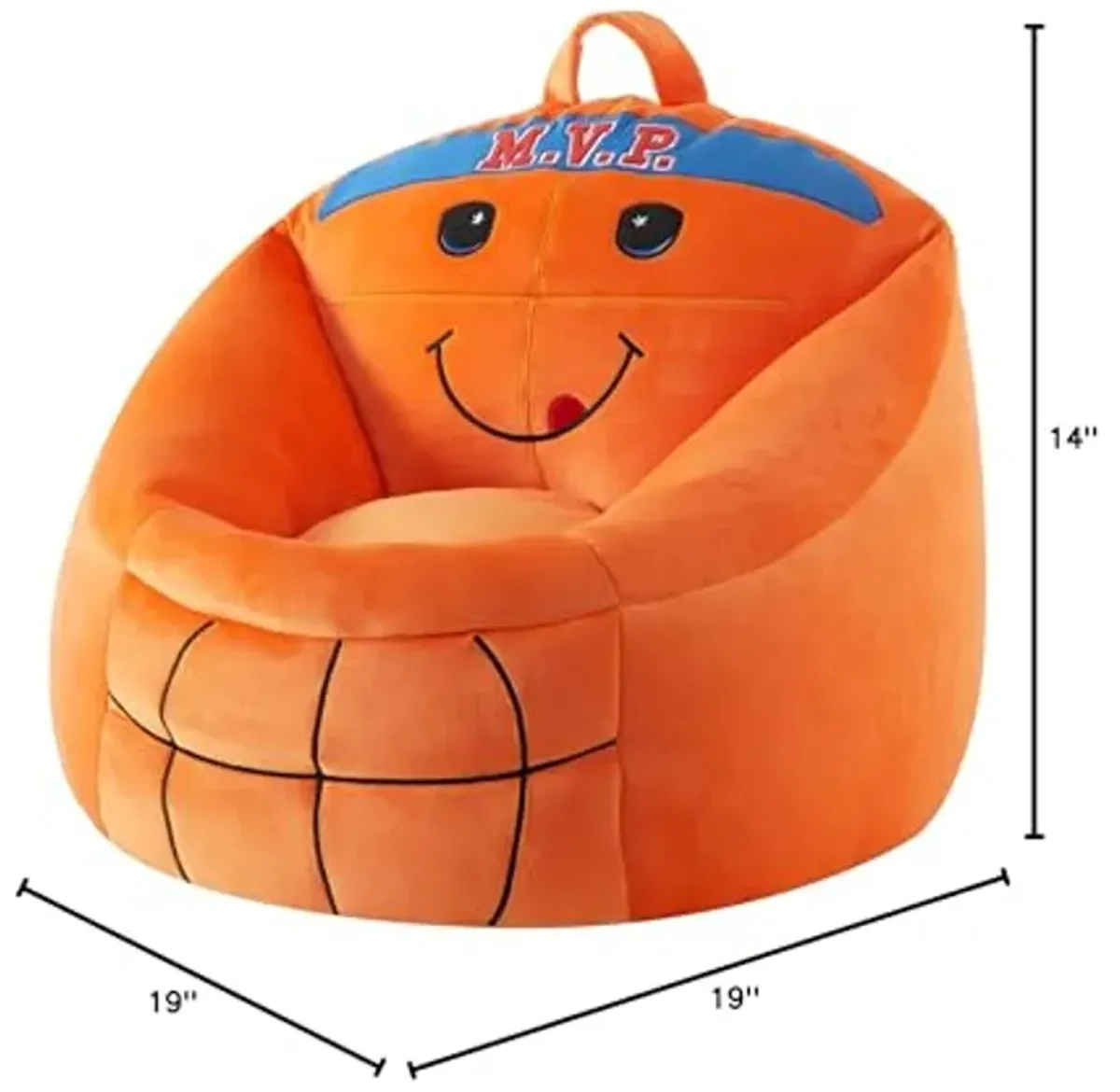 Heritage Kids Micromink Squishy Bean Bag Chair for Kids Ages 3+, Basketball