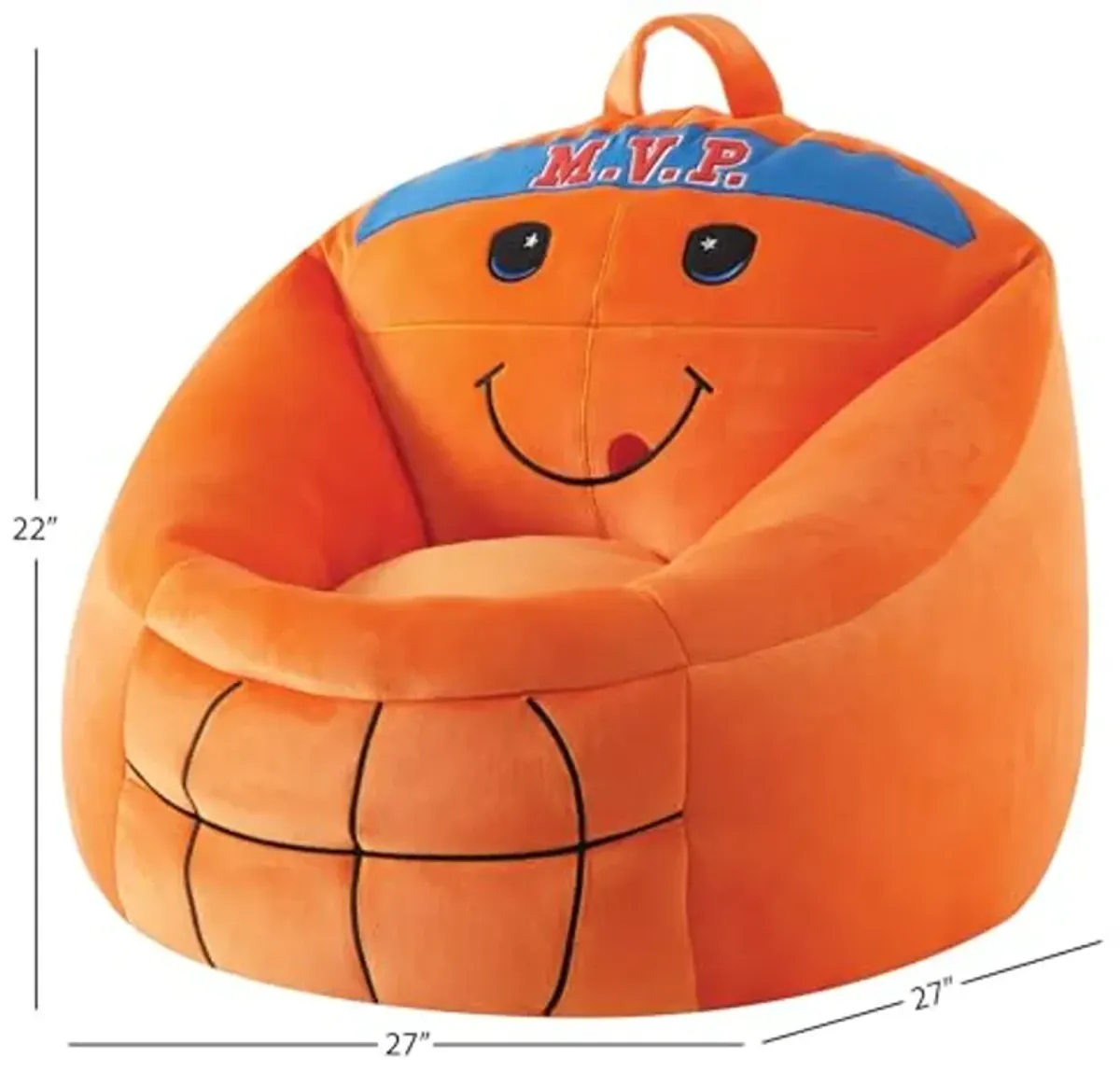 Heritage Kids Micromink Squishy Bean Bag Chair for Kids Ages 3+, Basketball